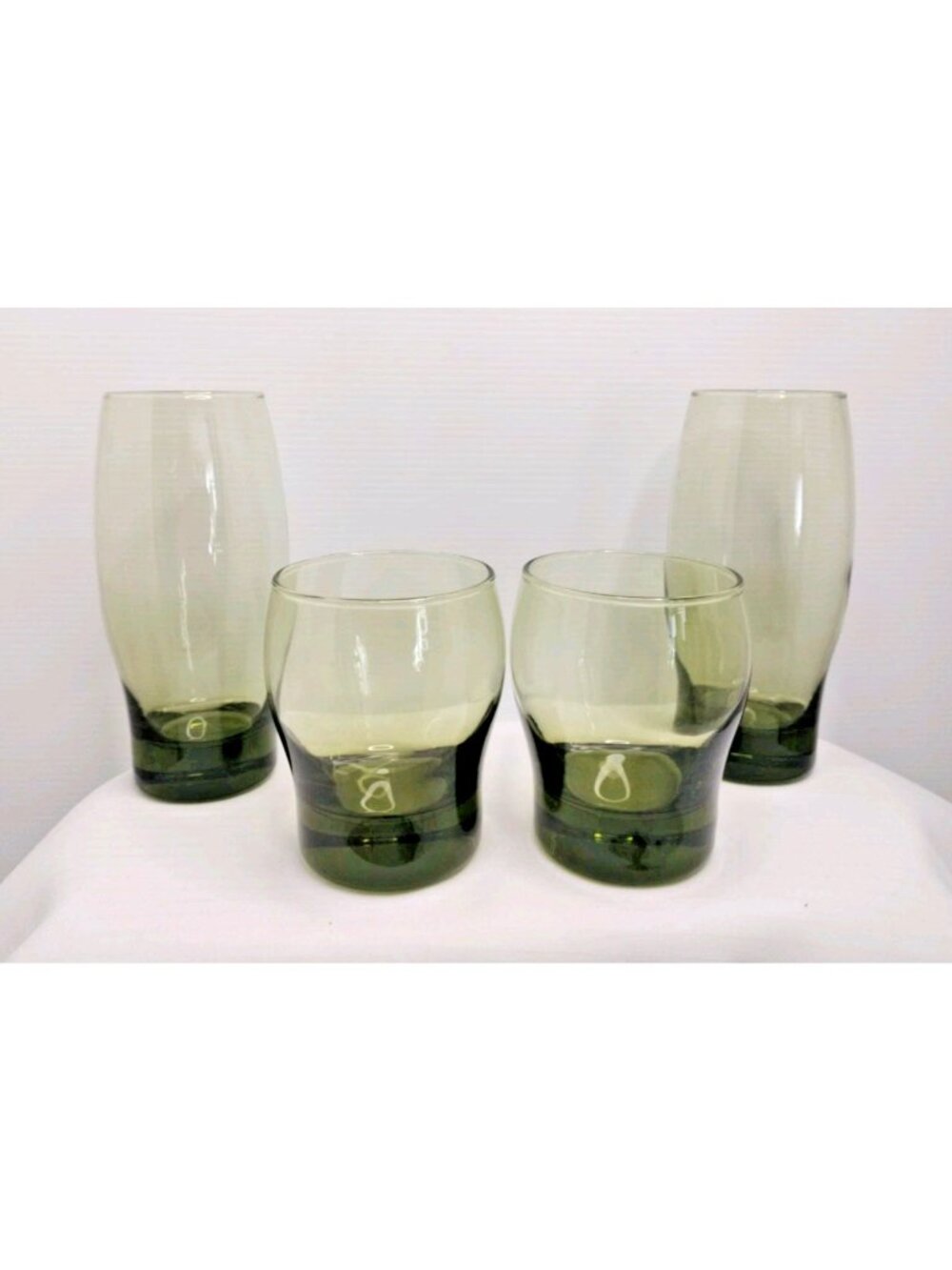 Vintage Libbey Perception Olive Green Drinkware Tumbler Glass Heavy Bottom 6"1/4